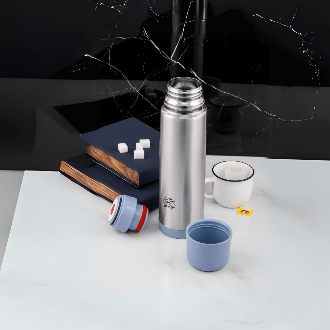 Double Layer Stainless Steel Blue Thermos 750ML 24 Hours (Cold) 12 Hours (Hot) - EUROPEAN HOUSE HOLD