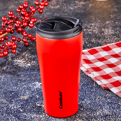 DOUBLE LAYER STAINLESS STEEL RED THERMOS 400ML - EUROPEAN HOUSE HOLD