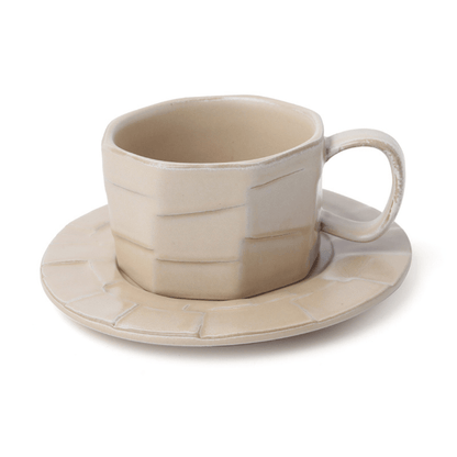 Dull Polish Frosted Irregular Cappuccino Coffee Cup And Saucer Coffee 300ML - EUROPEAN HOUSE HOLD