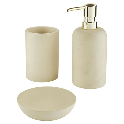 EASY HOME Concrete Bathroom Accessories, set of 3 - EUROPEAN HOUSE HOLD