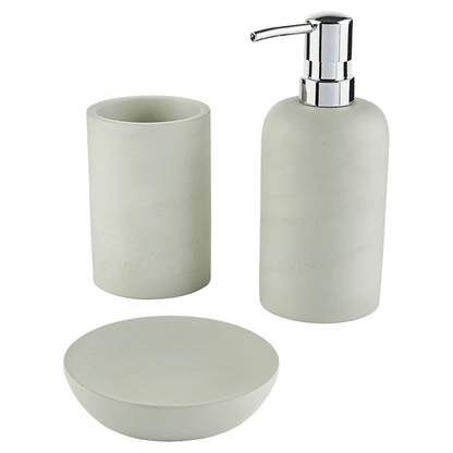 EASY HOME Concrete Bathroom Accessories, set of 3 - EUROPEAN HOUSE HOLD