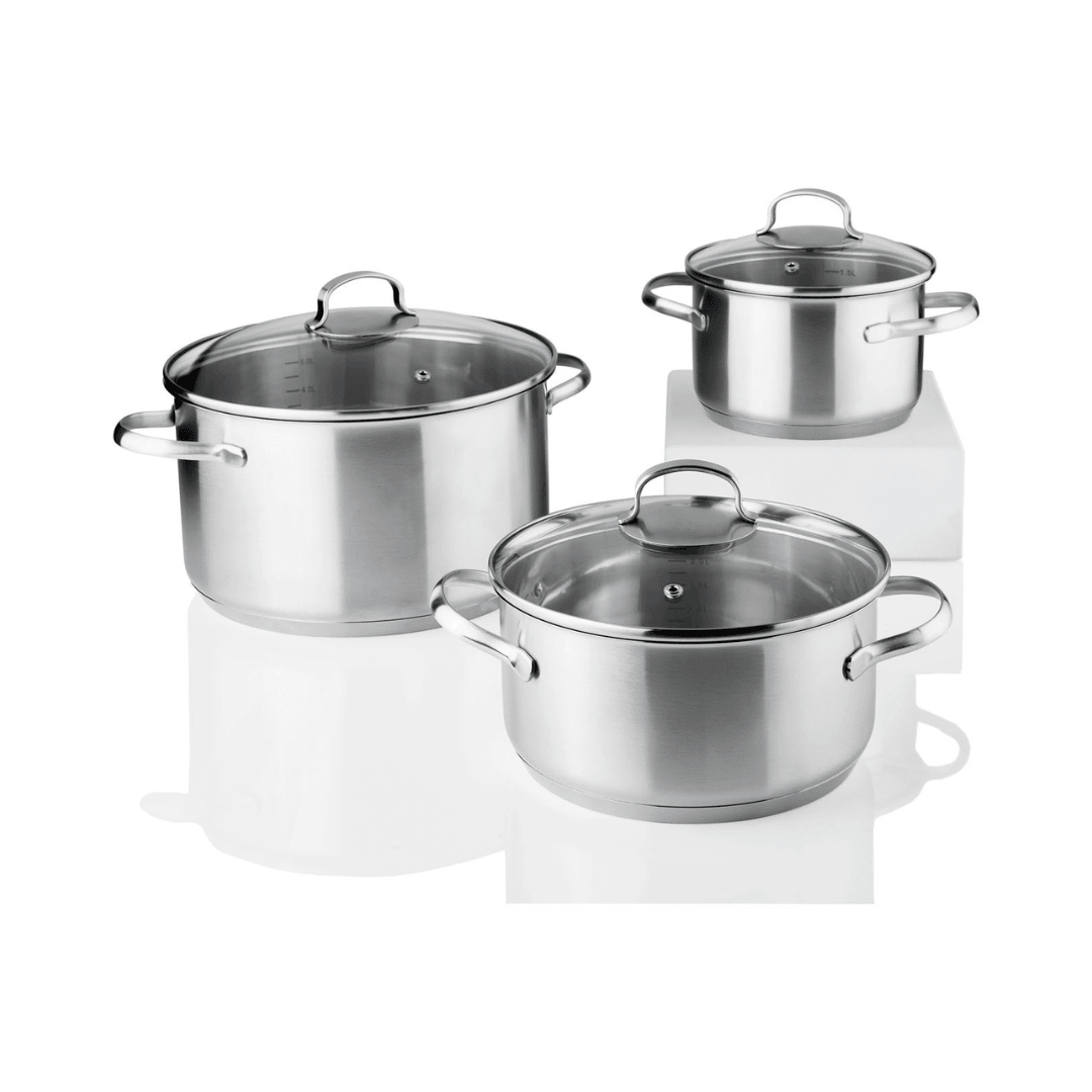 ERNESTO COOKING POT SET Ø 16 / 20 / 24 CM, 3-PIECE, STAINLESS STEEL - EUROPEAN HOUSE HOLD