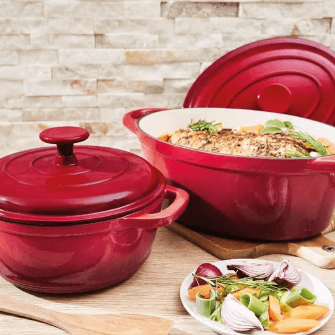 ERNESTO® CASSEROLE CAST IRON RED ENAMELLED 16CM 1.3L CAPACITY - EUROPEAN HOUSE HOLD