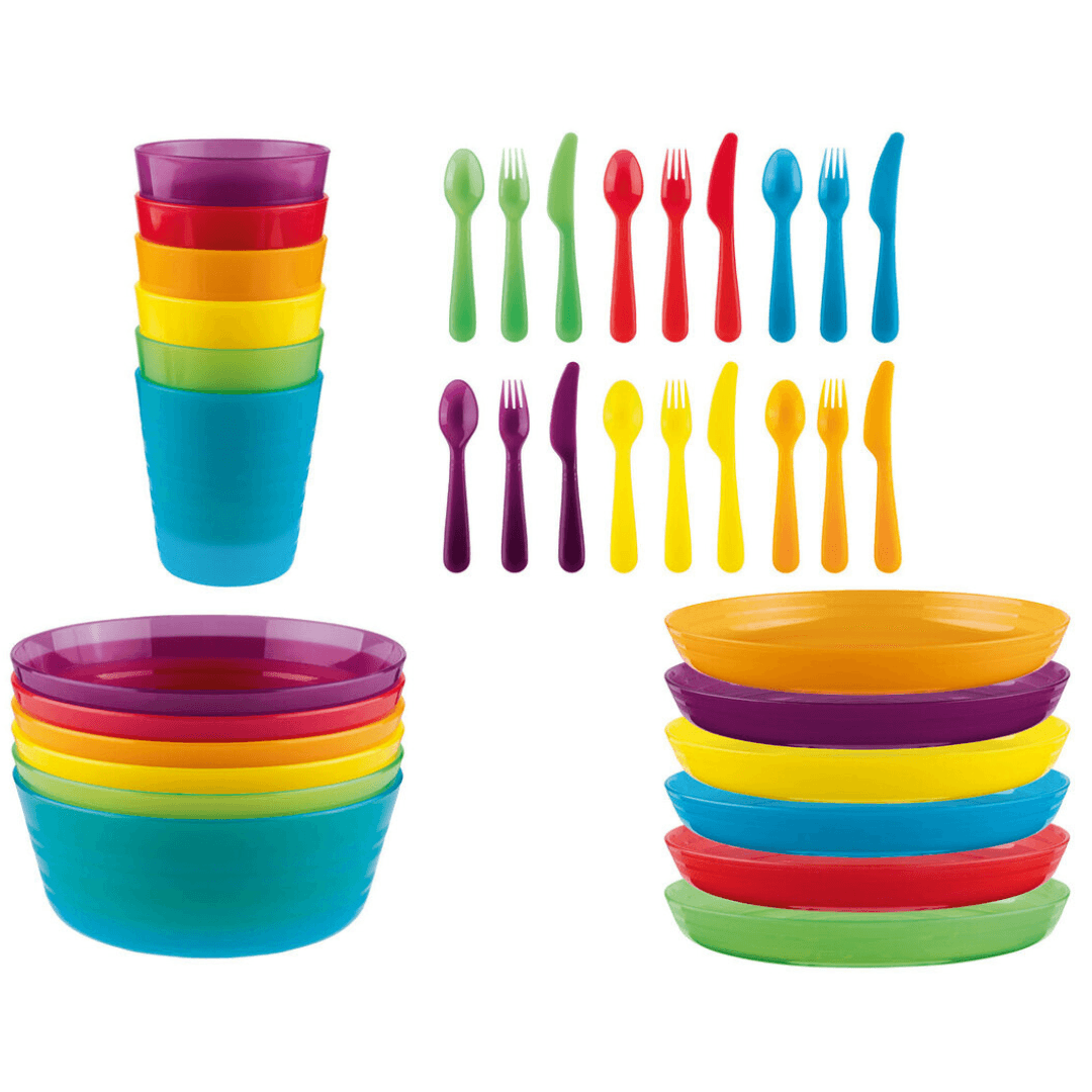 ERNESTO® Plastic Party Tableware Set XXL, BPA-Free 36 Pieces - EUROPEAN HOUSE HOLD