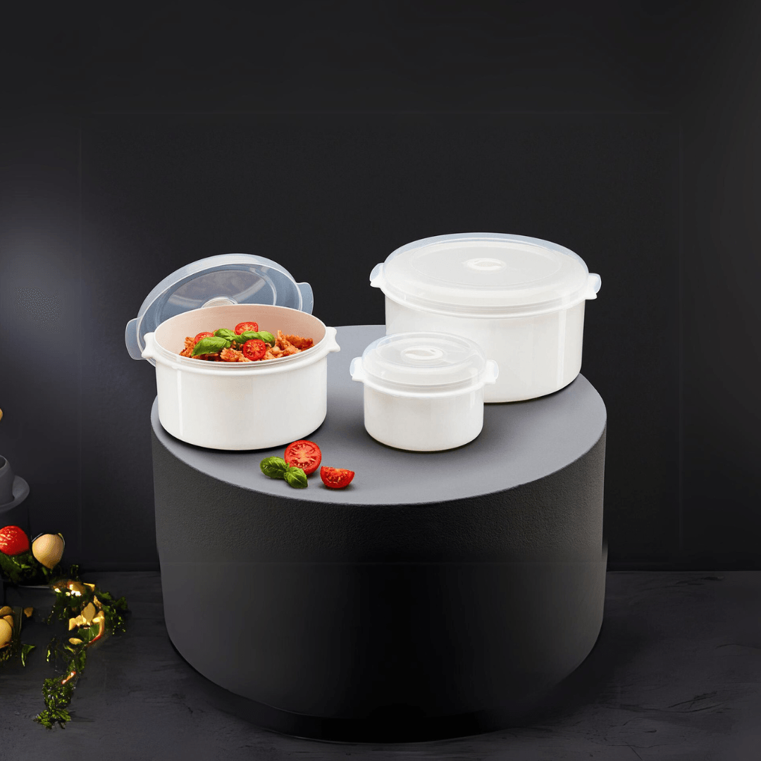 Ernesto microwave box set of 3 – BPA-free, stackable, microwave & dishwasher safe food storage containers, available in Beirut Lebanon.