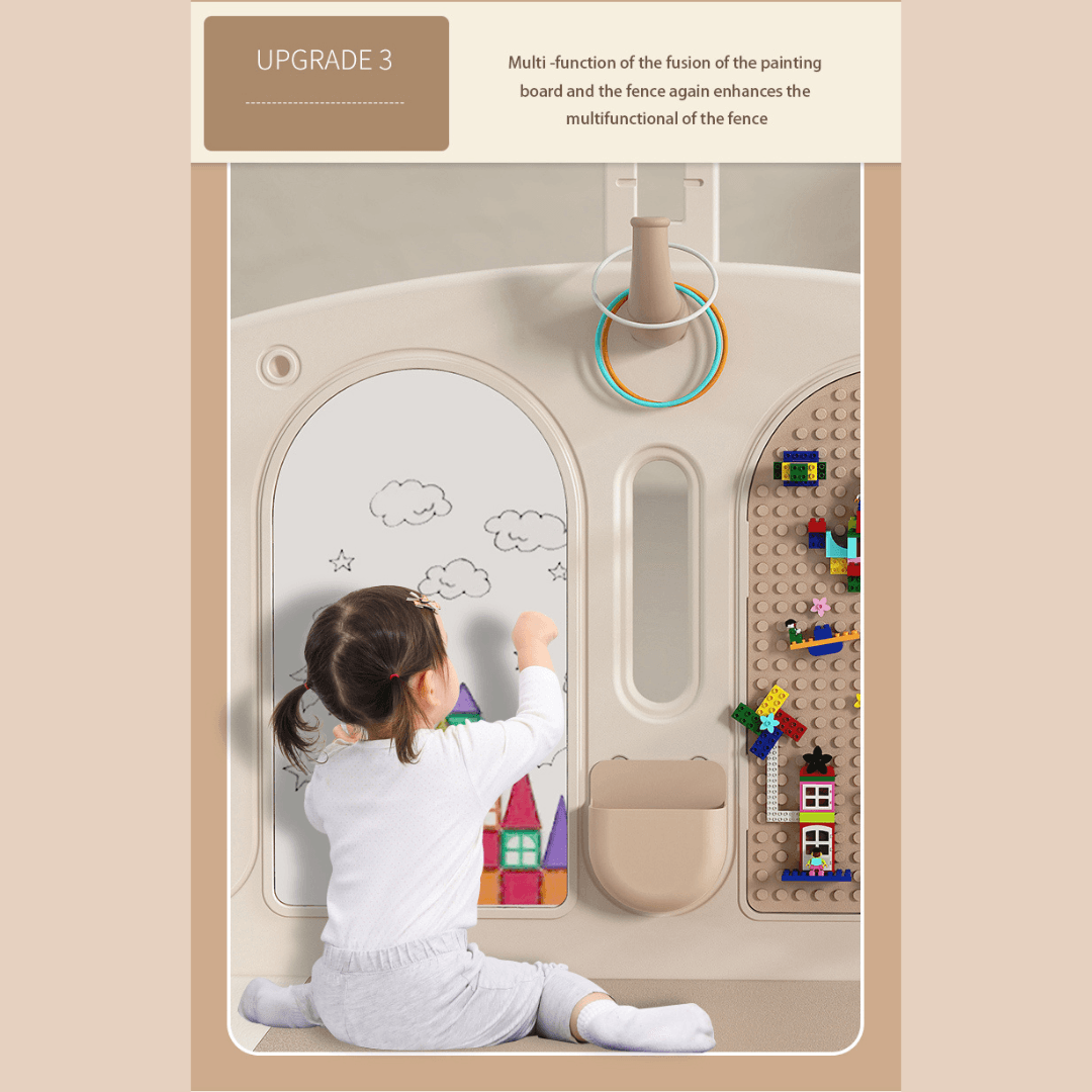 Foldable Baby Fence with House Baby Playpen and Matching Toys 240 × 200 × 63 CM - EUROPEAN HOUSE HOLD