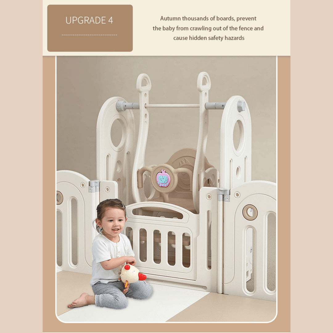 Foldable Baby Fence with House Baby Playpen and Matching Toys 240 × 200 × 63 CM - EUROPEAN HOUSE HOLD
