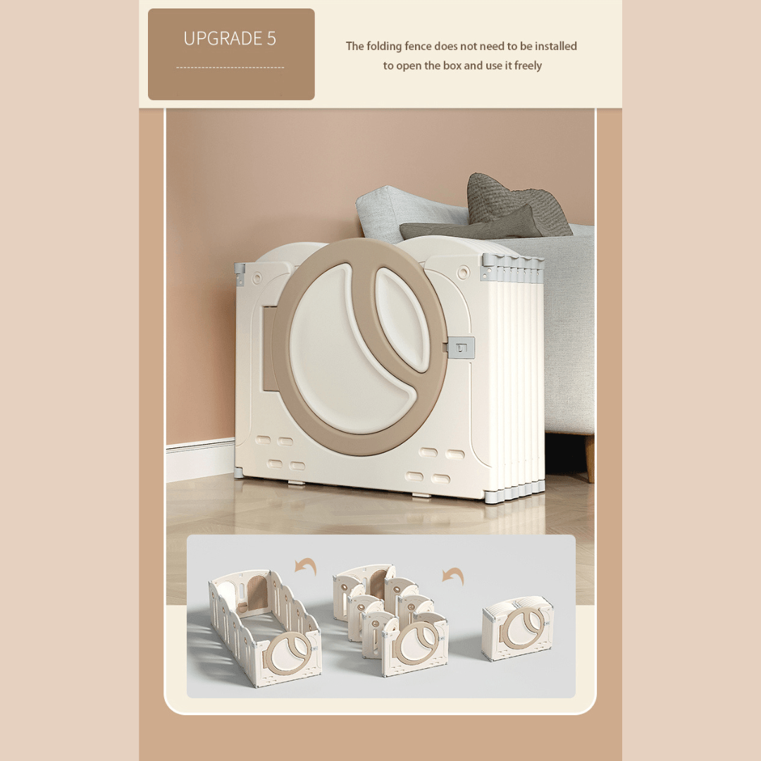 Foldable Baby Fence with House Baby Playpen and Matching Toys 240 × 200 × 63 CM - EUROPEAN HOUSE HOLD