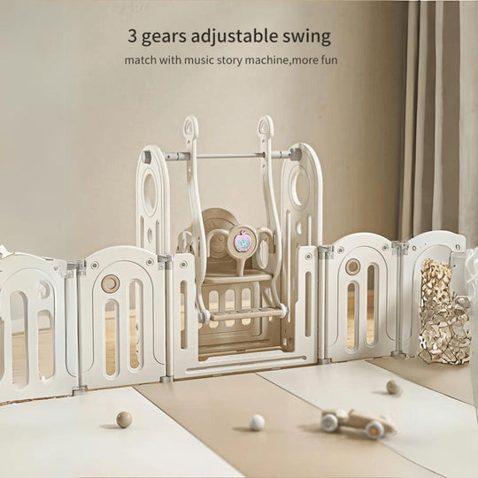 Foldable Baby Fence with House Baby Playpen and Matching Toys 240 × 200 × 63 CM - EUROPEAN HOUSE HOLD
