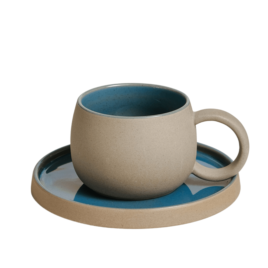 Gary Clay Milk Pottery Latte Coffee Ceramic Cup And Saucer 250ML - EUROPEAN HOUSE HOLD