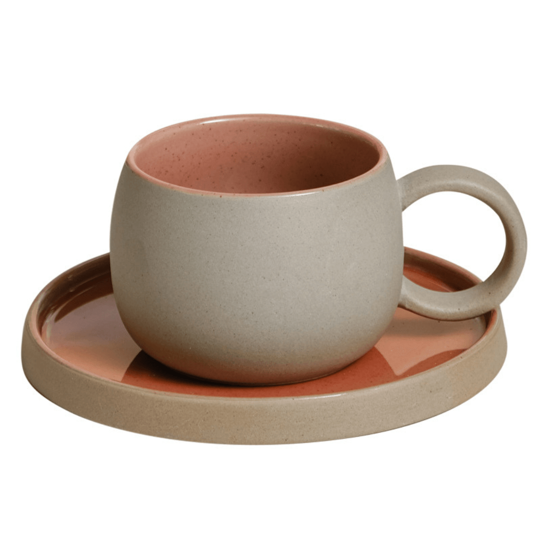 Gary Clay Milk Pottery Latte Coffee Ceramic Cup And Saucer 250ML - EUROPEAN HOUSE HOLD