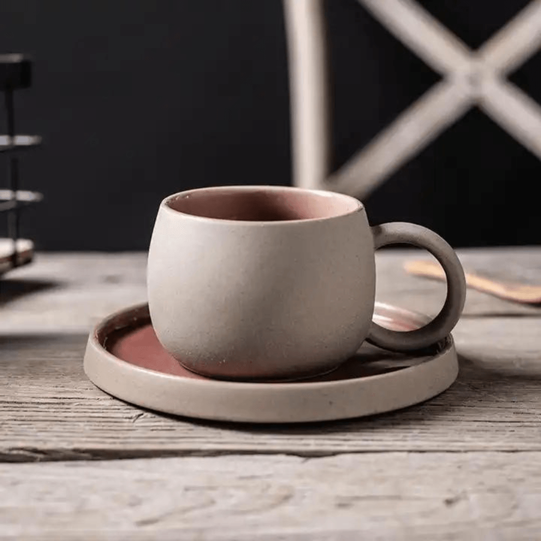 Gary Clay Milk Pottery Latte Coffee Ceramic Cup And Saucer 250ML - EUROPEAN HOUSE HOLD