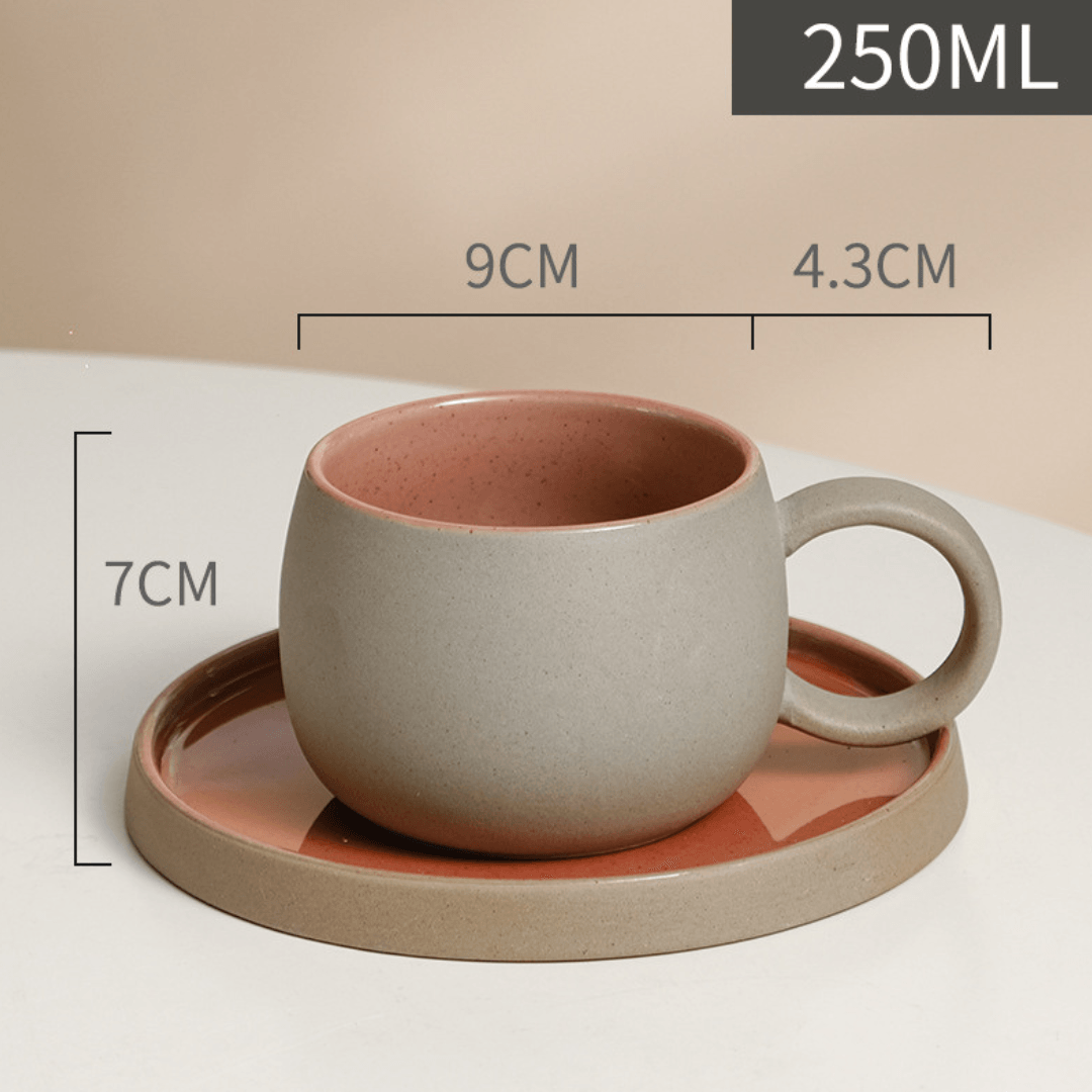 Gary Clay Milk Pottery Latte Coffee Ceramic Cup And Saucer 250ML - EUROPEAN HOUSE HOLD