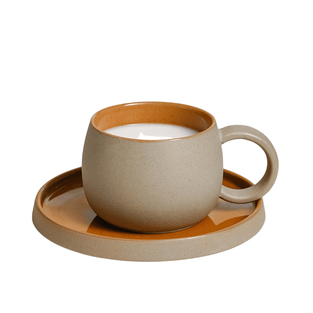 Gary Clay Milk Pottery Latte Coffee Ceramic Cup And Saucer 250ML - EUROPEAN HOUSE HOLD