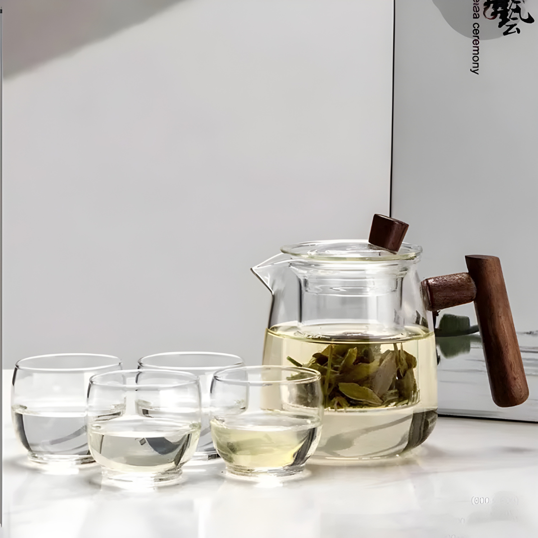 Glass Jug With 4 cups Teapot High Quality Borosilicate - EUROPEAN HOUSE HOLD
