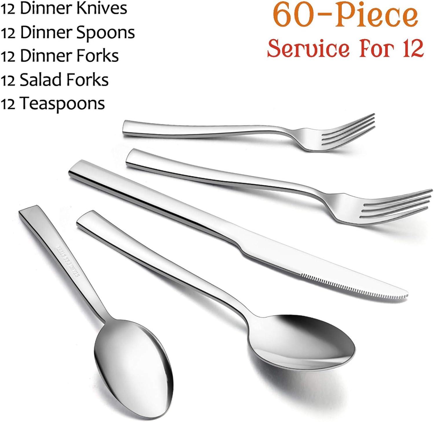 Home Creation 60 Pieces Stainless Steel Cutlery Set - EUROPEAN HOUSE HOLD