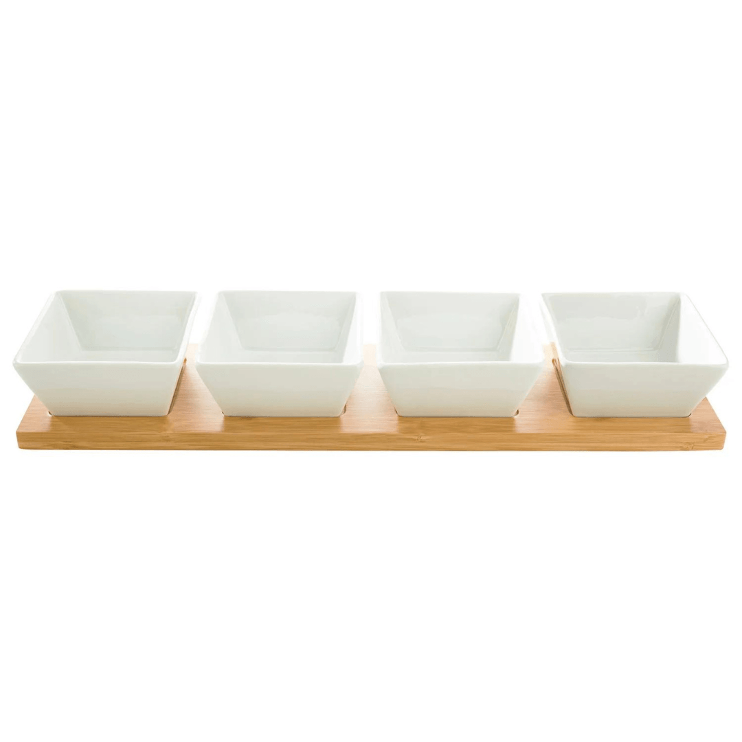 HOME CREATION Rectangular dip bowl set, with Serving Tray - EUROPEAN HOUSE HOLD