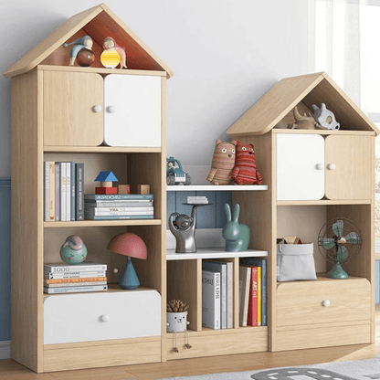 House Shaped Multi-Purpose Combination Bookshelf with Doors - EUROPEAN HOUSE HOLD