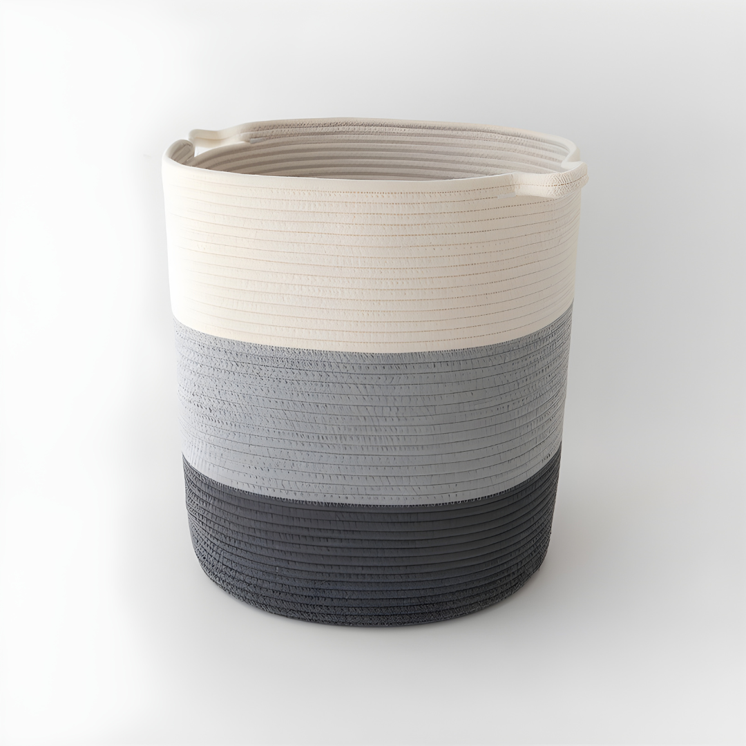 Heavy-Duty Striped Cotton Storage Basket