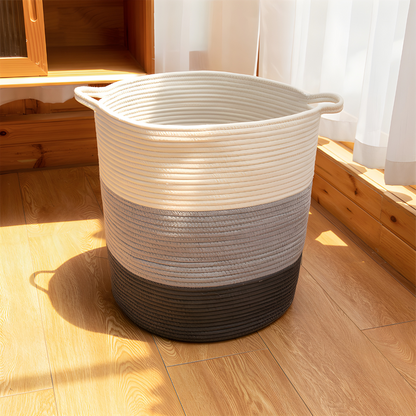 Heavy-Duty Striped Cotton Storage Basket