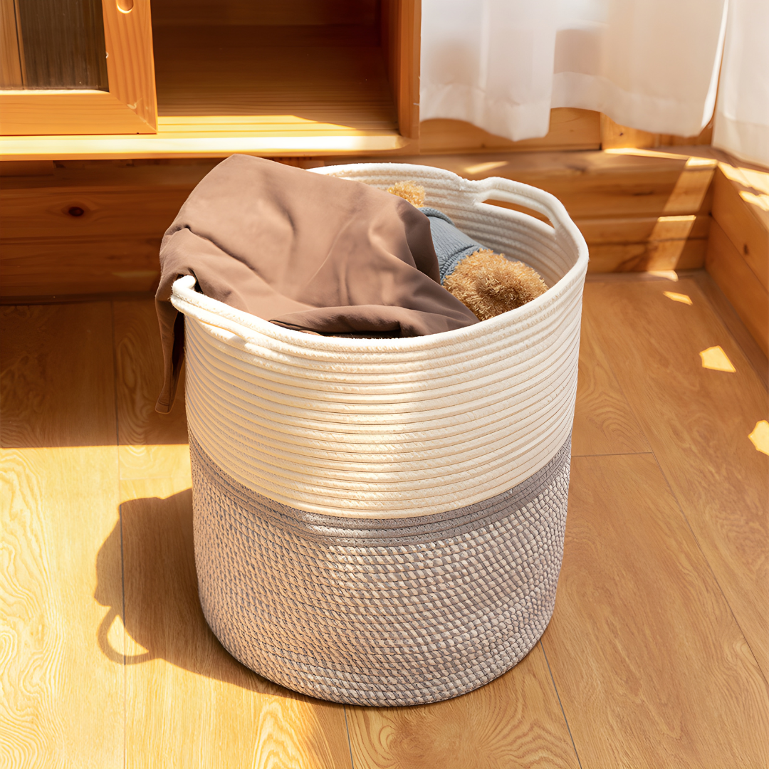 Heavy-Duty Striped Cotton Storage Basket