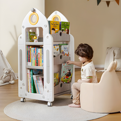 Premium HDPE Plastic Kids Rotating Bookshelf