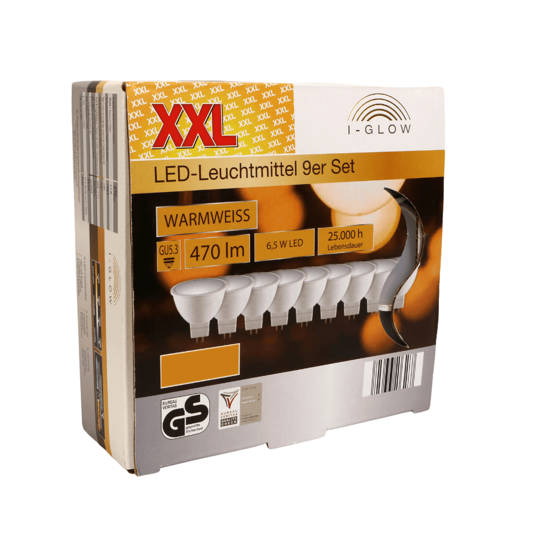 I-GLOW GU5.3 LED Bulbs 6.5W SET OF 9 (12V AC/DC) - EUROPEAN HOUSE HOLD