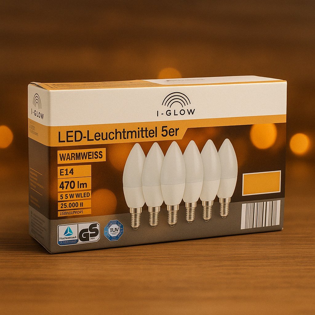I-GLOW LED LIGHT BULBS E14 5.5W=40W SET OF 5 - EUROPEAN HOUSE HOLD