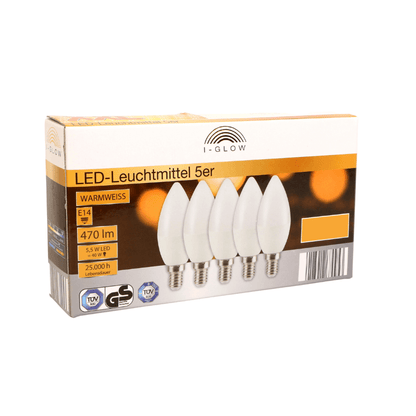 I-GLOW LED LIGHT BULBS E14 5.5W=40W SET OF 5 - EUROPEAN HOUSE HOLD