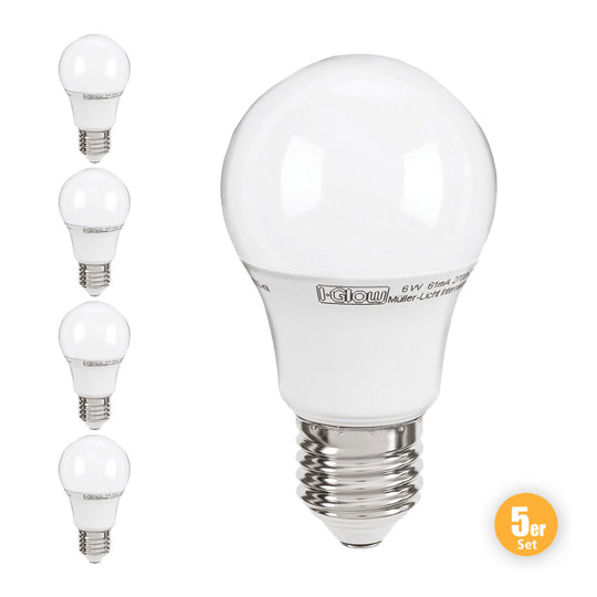 I-GLOW LED LIGHT BULBS E27 6W=40W SET OF 5 - EUROPEAN HOUSE HOLD