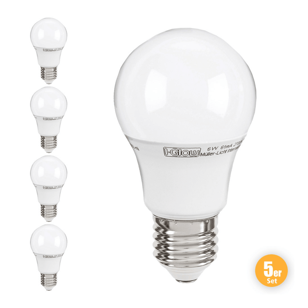 I-GLOW LED LIGHT BULBS E27 6W=40W SET OF 5 - EUROPEAN HOUSE HOLD
