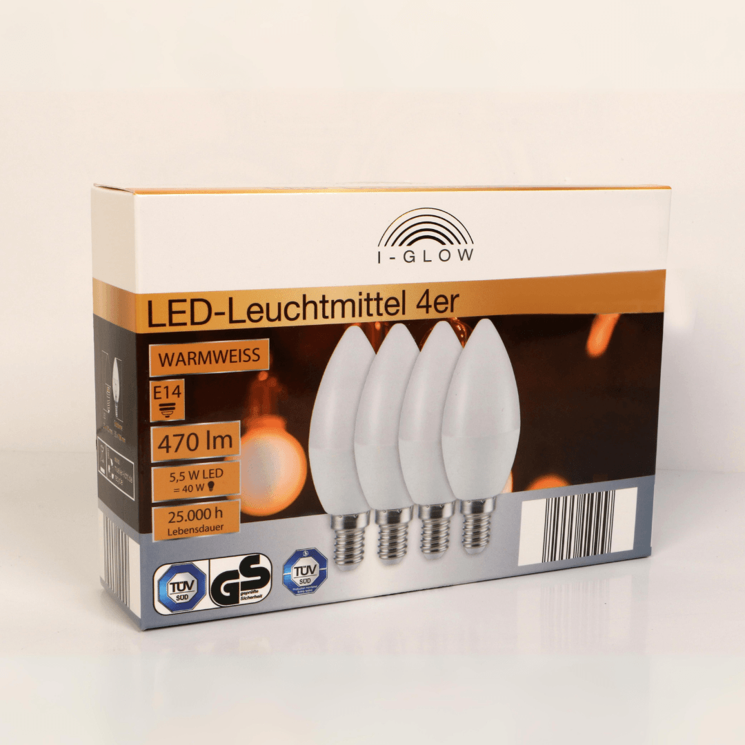 I-GLOW LED LIGHTBULBS E14 5.5W=40W SET OF 4 - EUROPEAN HOUSE HOLD