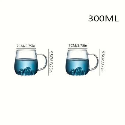 Ice Mountain Premium Quality 1800ml Glass Jug with 2x 300ml Cups for Hot/Cold Drinks - EUROPEAN HOUSE HOLD