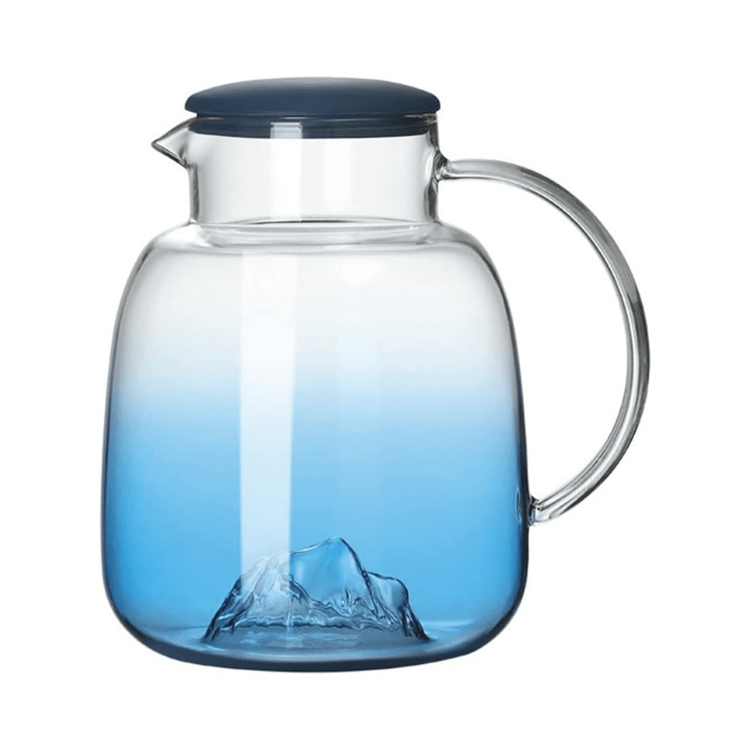 Ice Mountain Premium Quality 1800ml Glass Jug with 2x 300ml Cups for Hot/Cold Drinks - EUROPEAN HOUSE HOLD