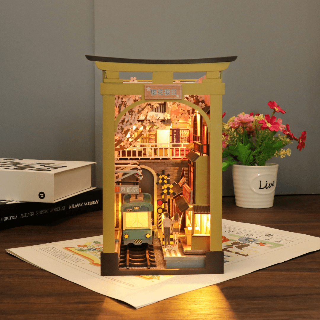 Japanese Style Dollhouse DIY Crafts Wood Handcraft Home Decor Book Nook Model Kits - EUROPEAN HOUSE HOLD