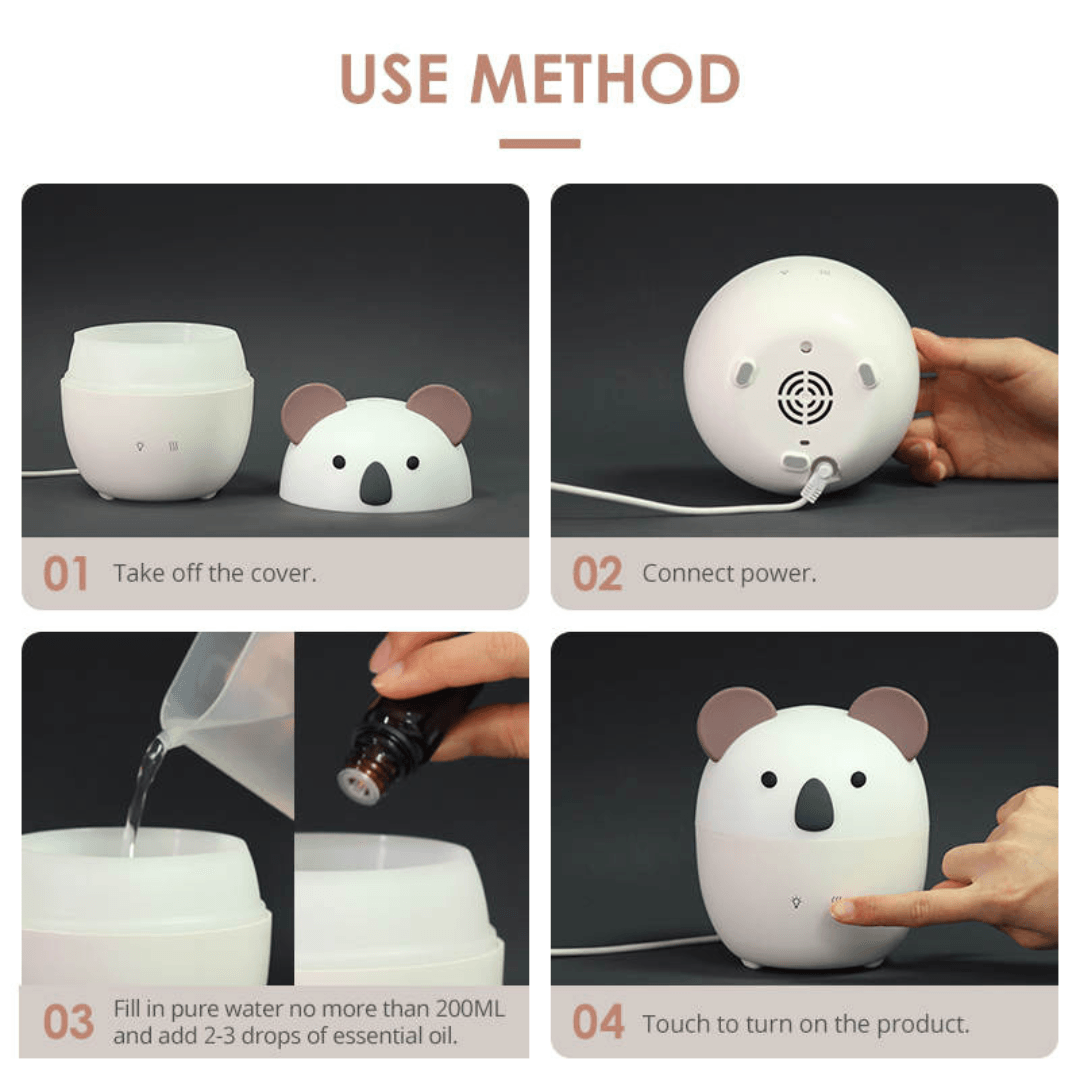 Koala shape aroma diffuser 160ml cool mist humidifier for kids – Beirut Lebanon