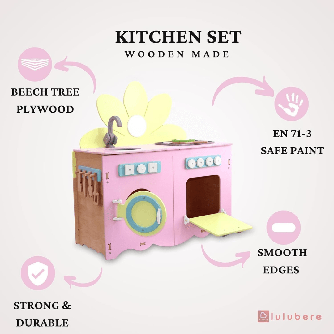 LULUBERE Wooden Kitchen Toy Set - EUROPEAN HOUSE HOLD