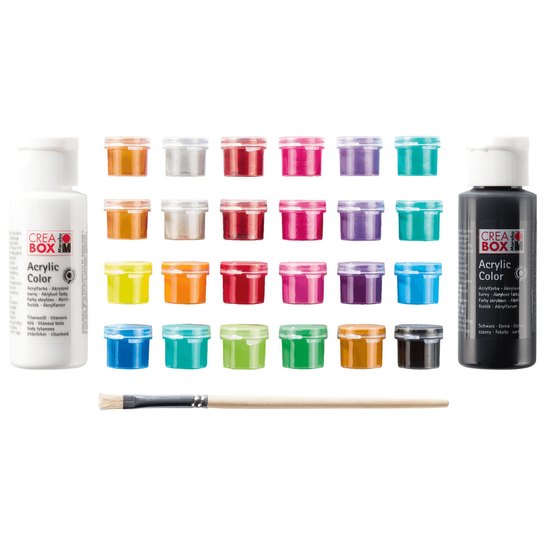 Marabu CREABOX Mini Acrylic Paint Set Basic + Metallic , 27 pieces - EUROPEAN HOUSE HOLD