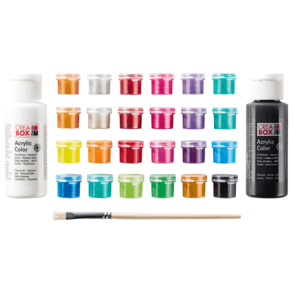 Marabu CREABOX Mini Acrylic Paint Set Basic + Metallic , 27 pieces - EUROPEAN HOUSE HOLD