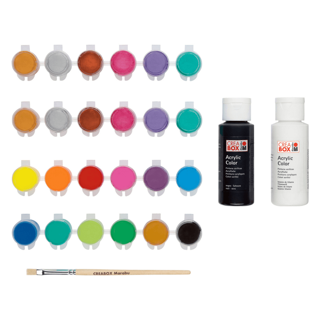 Marabu CREABOX Mini Acrylic Paint Set Basic + Metallic , 27 pieces - EUROPEAN HOUSE HOLD