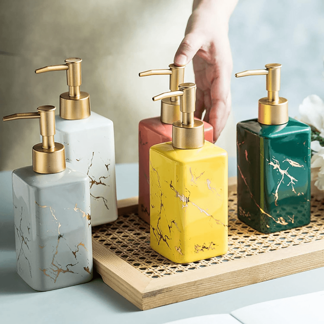 Marble Style Ceramic Soap Dispenser, 320ml - EUROPEAN HOUSE HOLD