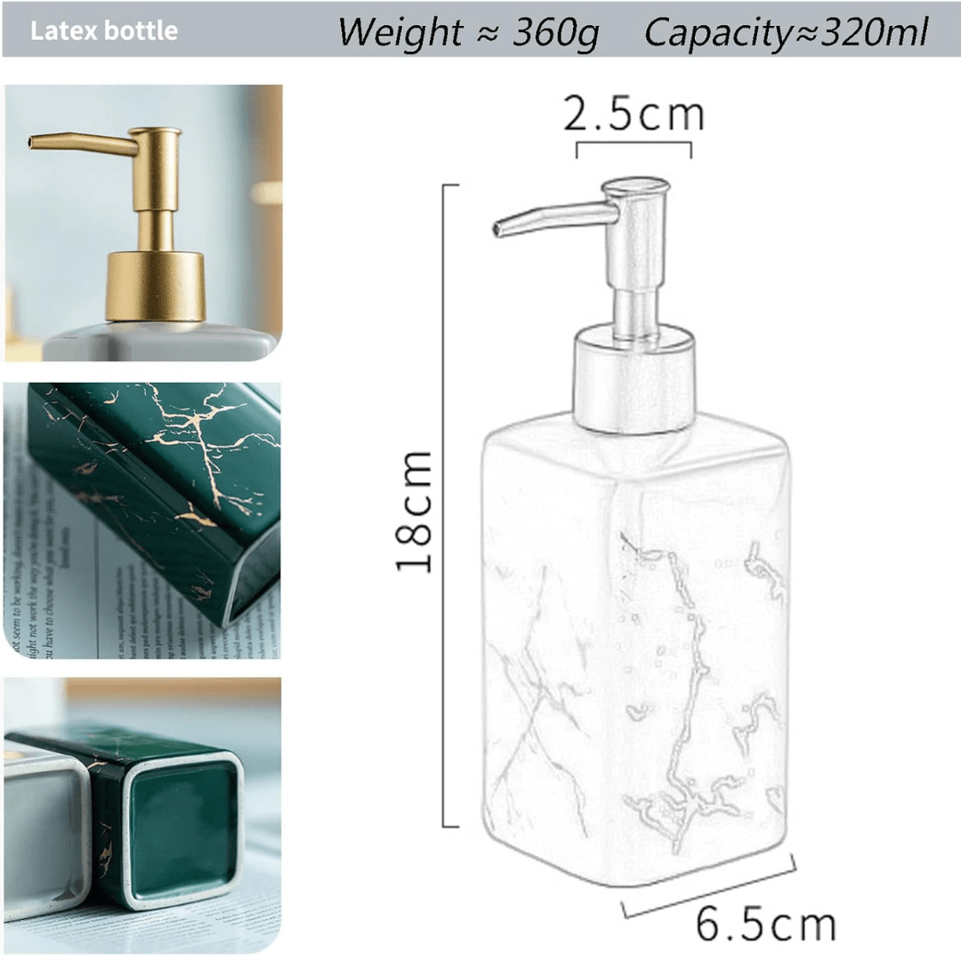 Marble Style Ceramic Soap Dispenser, 320ml - EUROPEAN HOUSE HOLD