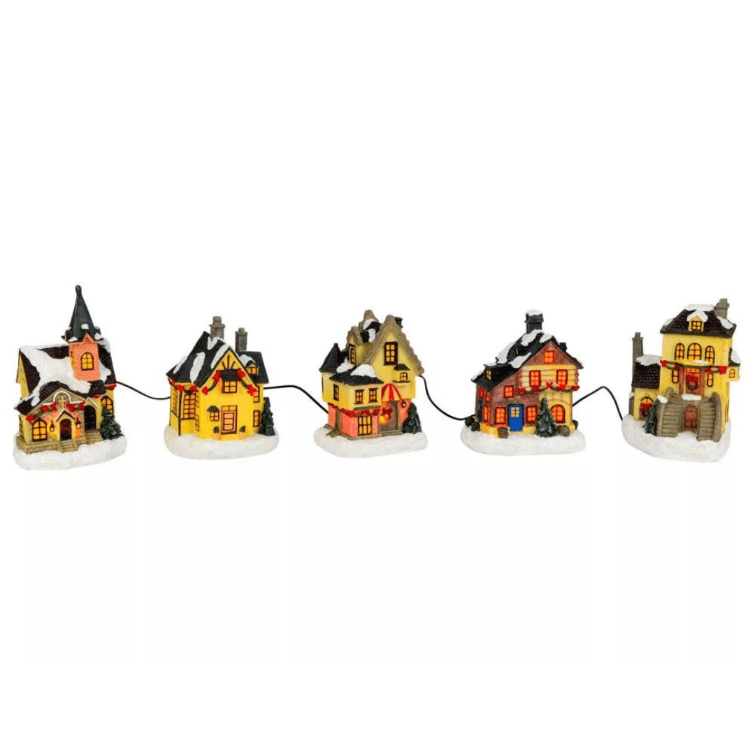 MELINERA VILLAGE OR CHRISTMAS HOUSES SET OF 5 - EUROPEAN HOUSE HOLD