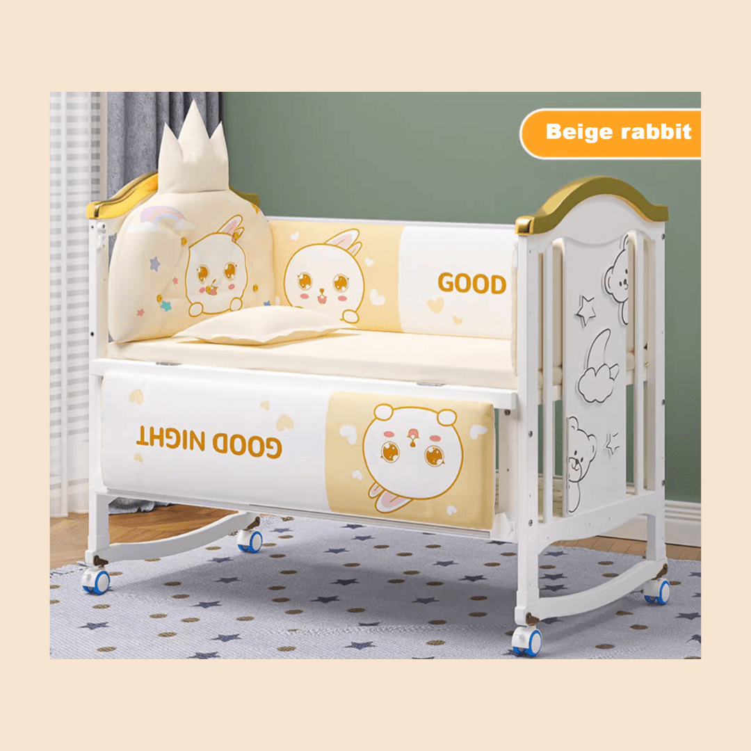 Multifunction Premium Wooden Baby Crib - EUROPEAN HOUSE HOLD