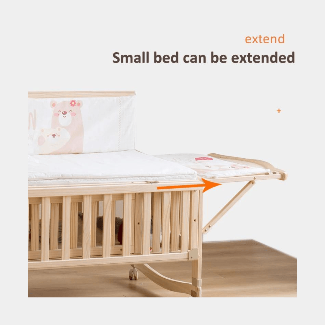 Multifunction Premium Wooden Baby Crib - EUROPEAN HOUSE HOLD