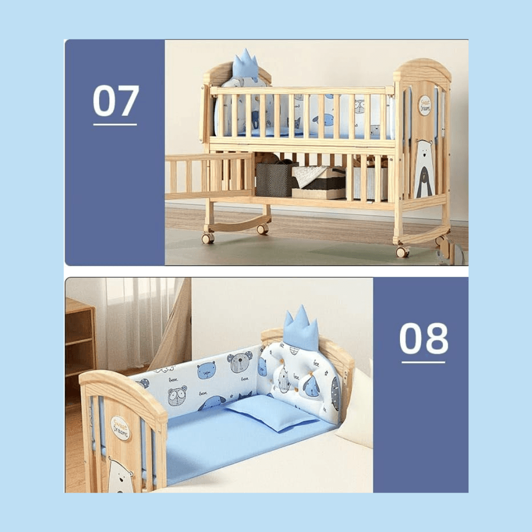 Multifunction Premium Wooden Baby Crib - EUROPEAN HOUSE HOLD