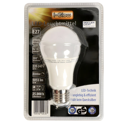 I-GLOW Super Premium LED Bulb Pear Shape 13W=75W E27 Matt 1055LM Warm White Dimmable