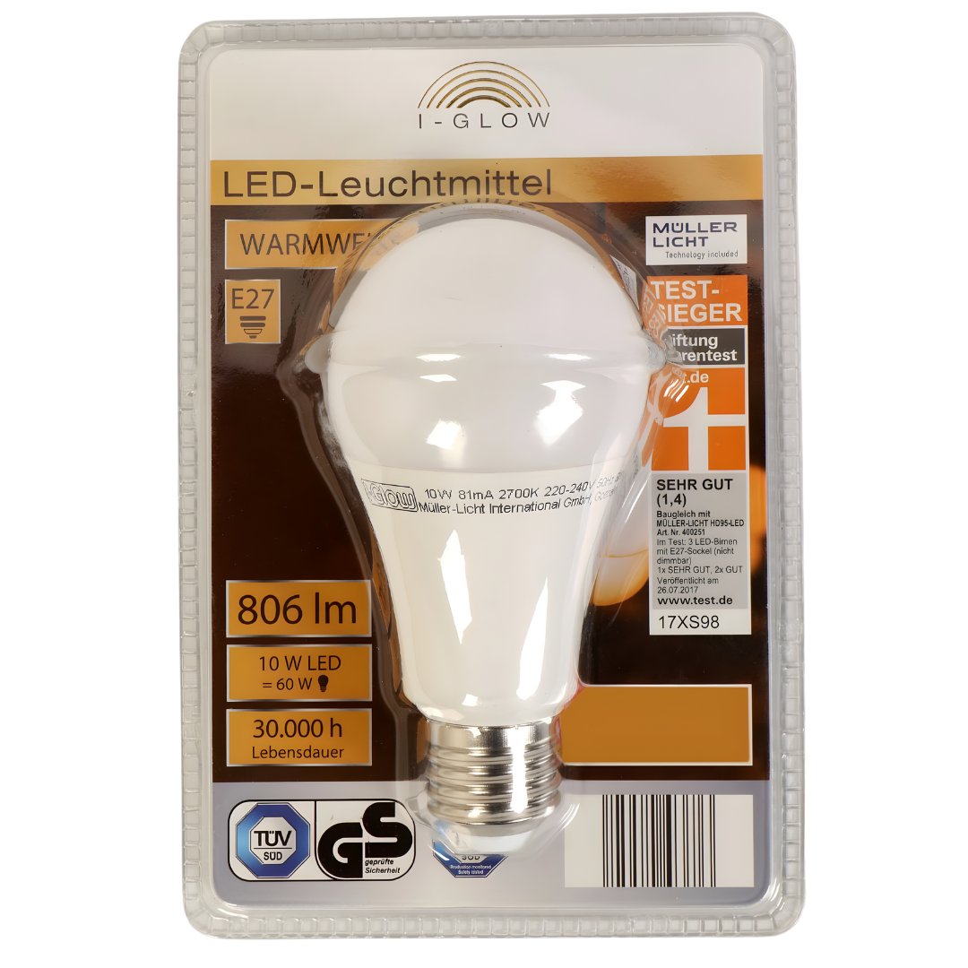 مصباح LED فائق الجودة من I-Glow E27 بقوة 10 واط = 60 واط