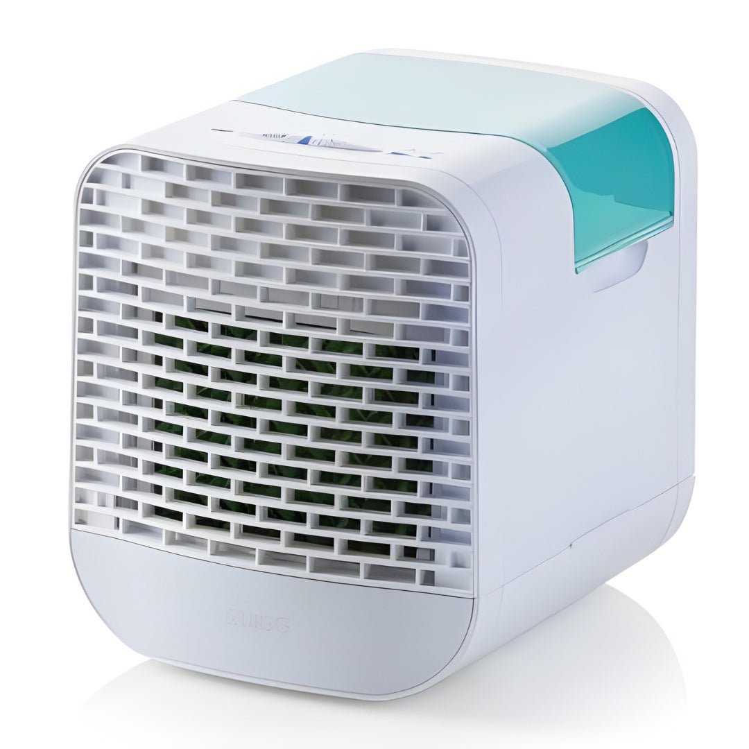 Quigg AC2-B Mini Air Cooler in white with water tank – compact and quiet air cooler for home or office use in Beirut, Lebanon