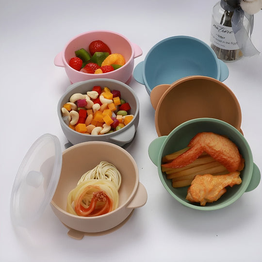 Milieuvriendelijke siliconen baby-zuigkom met deksel - BPA-vrij